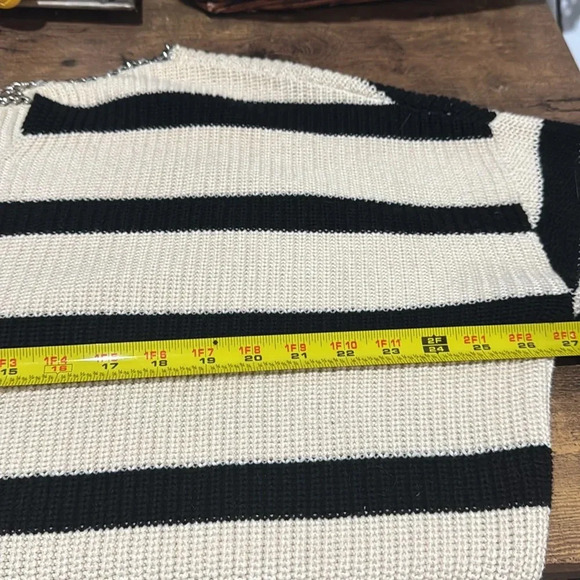 THE KOOPLES Striped black & off-white sweater. Heavy metallic detail size 2X. - Picture 7 of 12